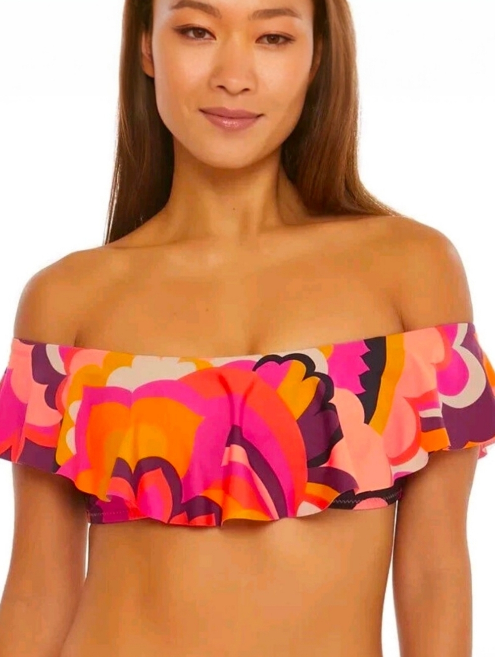 Trina Turk 'Fan Faire' Printed Off-The-Shoulder Bandeau Bikini Top, Multicolor